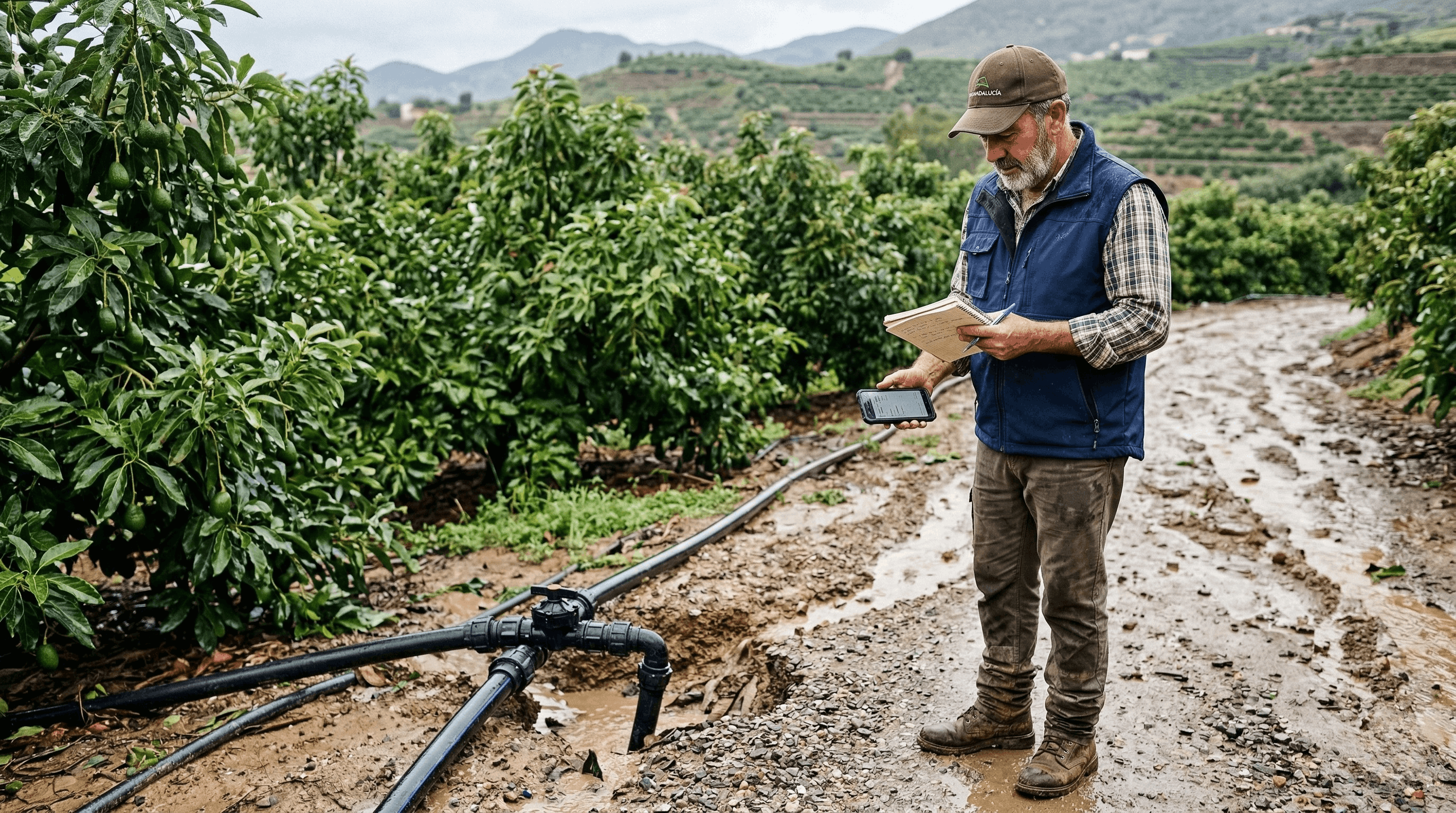 Revisión de incidencias en una finca tropical andaluza tras daños meteorológicos